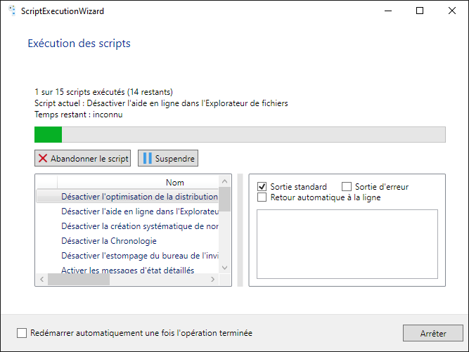 Exécution des scripts