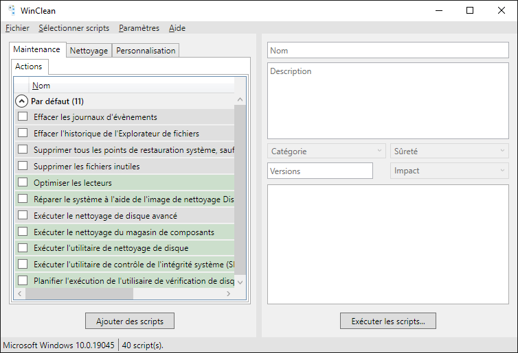 Fenêtre principale de l'application